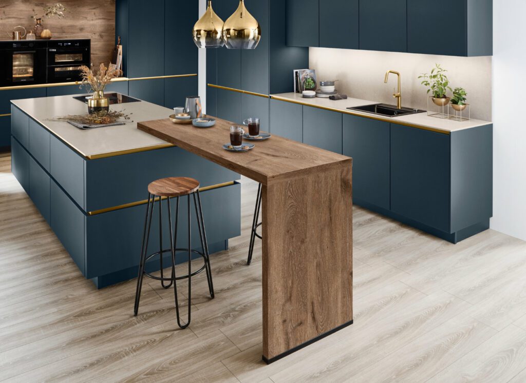 Nobilia Teal Matt Handleless Kitchen With Island 2 | Kutchenhaus, Clitheroe